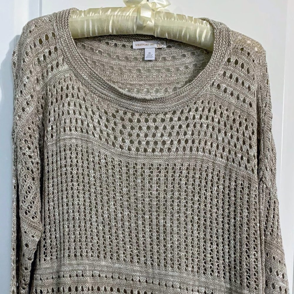 Tan Crochet Tunic Sweater Westport1962 Sz XL